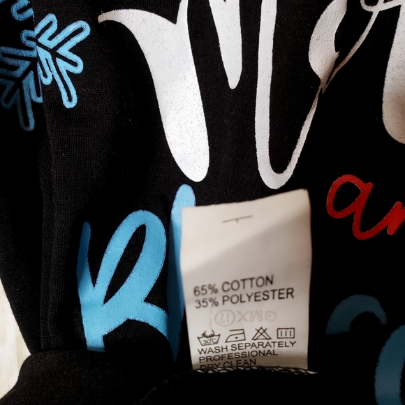 Holiday Raglan Tee Large Joyful Merry and Blessed Black & Gray  Half Sleeve NWOT - Picture 6 of 6